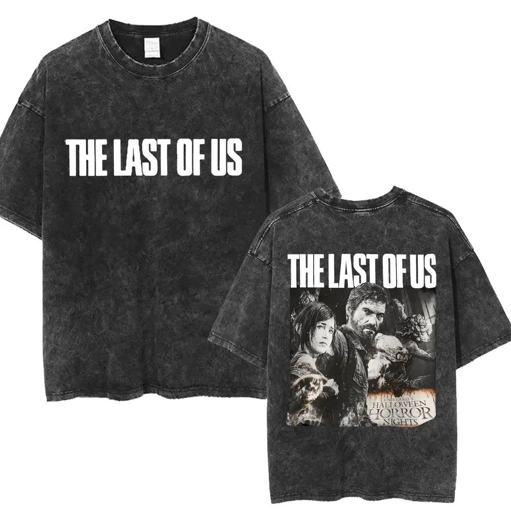 The Last of Us Summer Washed T-shirt Fashion Trend Punk Hip Hop Print Fashion T-shirt Men's Cotton T-shirt Men's Street Style 3