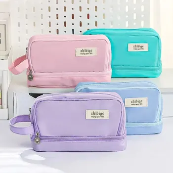 Pencil Bag for School Students with Large Capacity Multi-functional Pen Case Macaron Color Matching Cute Pencil Case 1