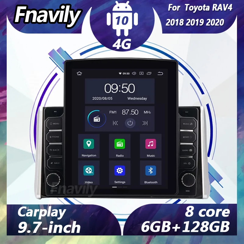 

Fnavily 9.7" Android 10 car radio For Toyota RAV4 video navigation dvd player car stereos audio GPS DSP BT WIFI 4G 2018-2020