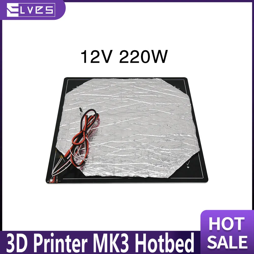 ELVES 300*300*3.0mm MK3 Hotbed Latest Aluminum Heated Bed For Hot-Bed Support 12V 310*310*3.0mm 12V/24V Or RepRap I3 3D Printer