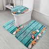 A57M-Beach Seashells Starfish Sand Bath Mat Holidays Summer Bathroom Carpet Rug Non-Slip 3 Piece Toilet Mat Set Starfish Floor 2