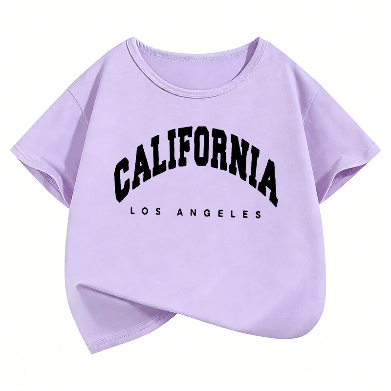 캘리포니아 로스앤젤레스 레터 프린트 티셔츠 패션 키즈 아동 티셔츠 남아 여아 여름 봄 캐주얼 탑 티셔츠