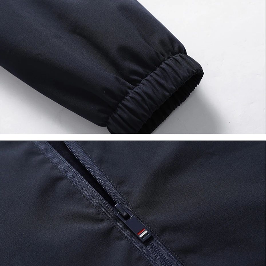Solid Color Windbreaker Jacket Men Camping Jacket Fashion Casual Waterproof Jackets Coats Male Warm Fleece Coat Outerwear