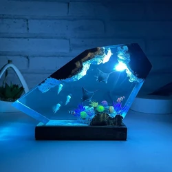 Seabed Exploration Organism Resin Table Light Creactive Art Decoration Lamp Under The Sea Theme Night Light  USB Charge