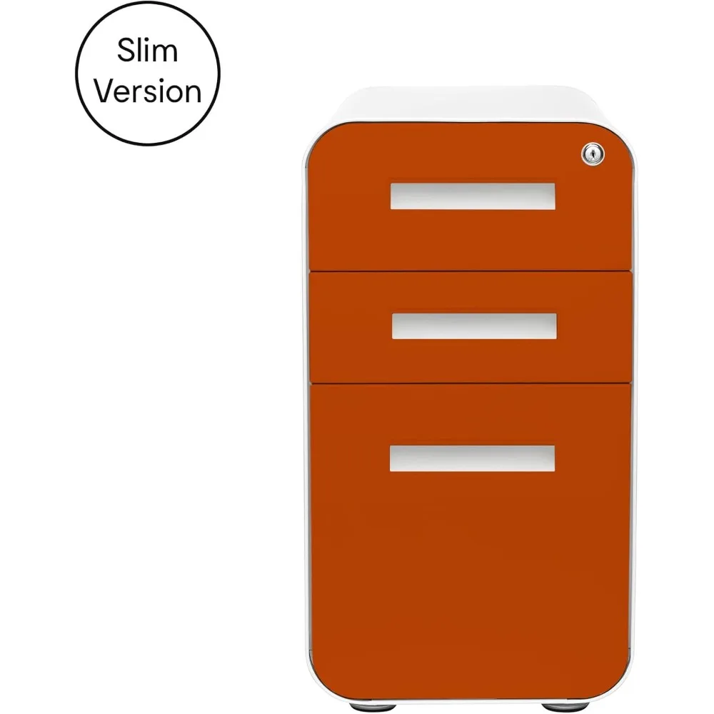 "compact 3-drawer mobile file cabinet with lock - under desk metal storage for legal/letter files, wheeled"