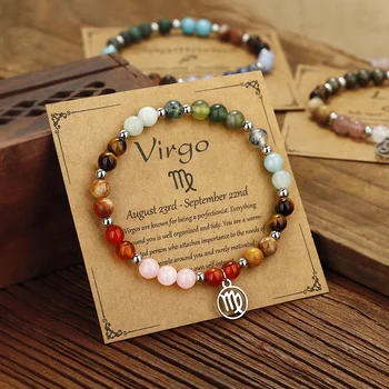 12 Zodiac Beaded Bracelet Aries Taurus Gemini Cancer Leo Virgo Libra Scorpio Aquarius Pisces Gifts Women Jewelry Gift 1
