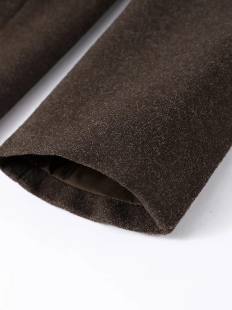 Revers Doppelreihiger Wollmantel für Damen Eleganter Langarm-Taillenmantel für Frühling und Herbst Neue Damen-Oberbekleidung – Detail 9