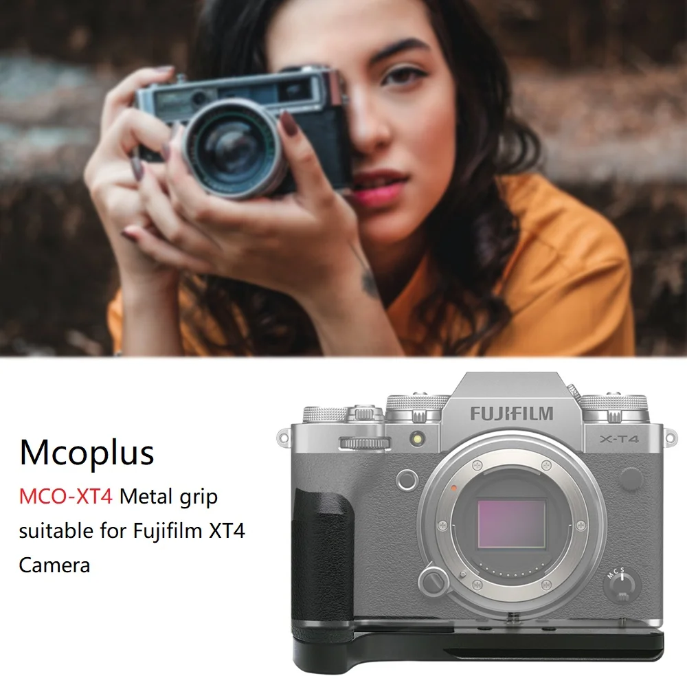 Mcoplus MCO-XT4 Metal Hand Grip L Bracket Quick Release Plate for Fujifilm X-T4 Camera with 1/4&rdquo;-20 Tripod Mount /Arca Swiss Pla