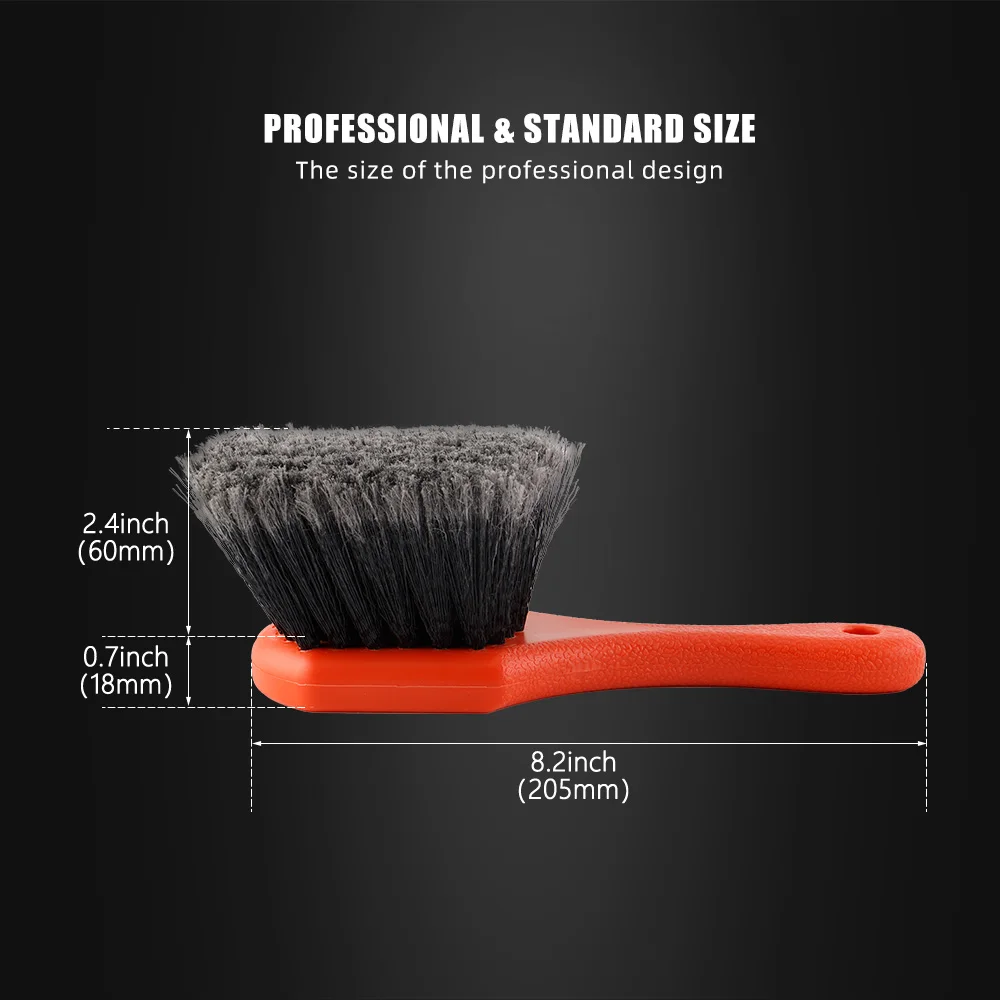 1PC Soft Bristle Car Wheel Tire Wash Brush for Rim Interior & Exterior Surface Cleaning Orange Handle for Easy Scrubbing car cleaning brush