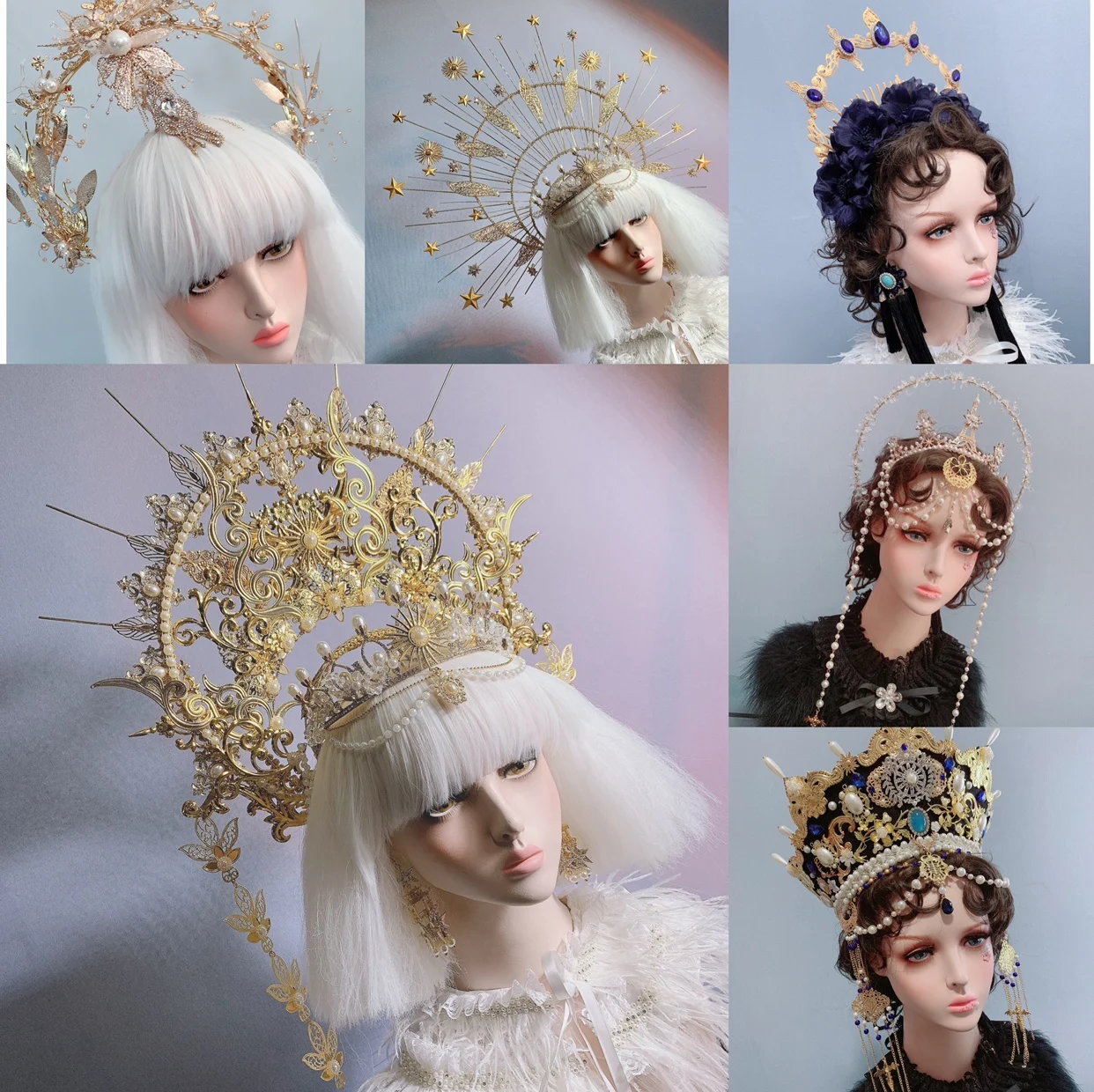 Diadème de cheveux de style grec, couronne sainte de Marie, couronne  d'hexagramme, pièce de sauna baroque, photographie d'Halloween, accessoire  de