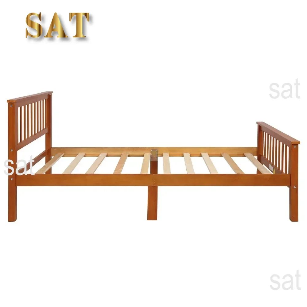 Twin Size Wood Platform Bed With Headboard and Footboard Oak Frame Full Bases Frames Bedroom Furniture Home