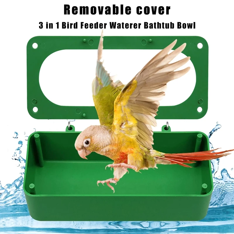 Multifunction Creative Green Food Tray Parrot Bathtub Animal Cage Standing  Wash Shower Box Bird Toys Pet Bird Cleaning Products - AliExpress