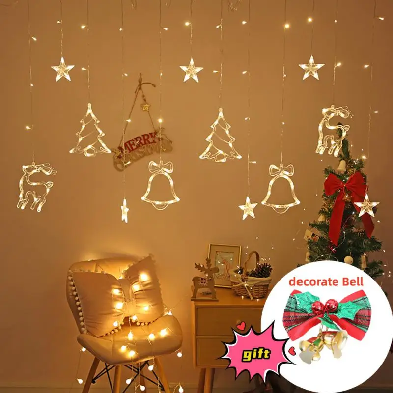 

New Year Decor String Garland Curtain Light LED For Wedding Home New Year Tree Ornament Holiday Lighting Gift 2024 New Year