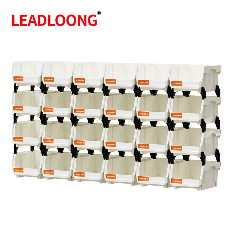 

LEADLOONG V1 White Parts Bin 6/24pcs 3.5x10.5x7.6cm/5x4*3inch Home Garage Tool Box Screws Craft Cabinet Plastic Tool Screws Box