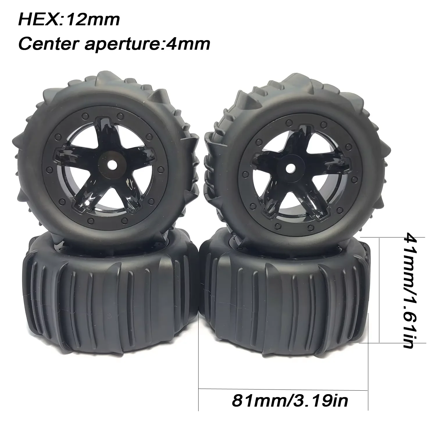 4 Teile/los 12mm Hex Monster Truck Rad Reifen für SCY 16101 Pro 16102 Pro 1:16 14210 1:14 MJX Off Road Reifen RC Auto Upgrade Teile – Detail 20