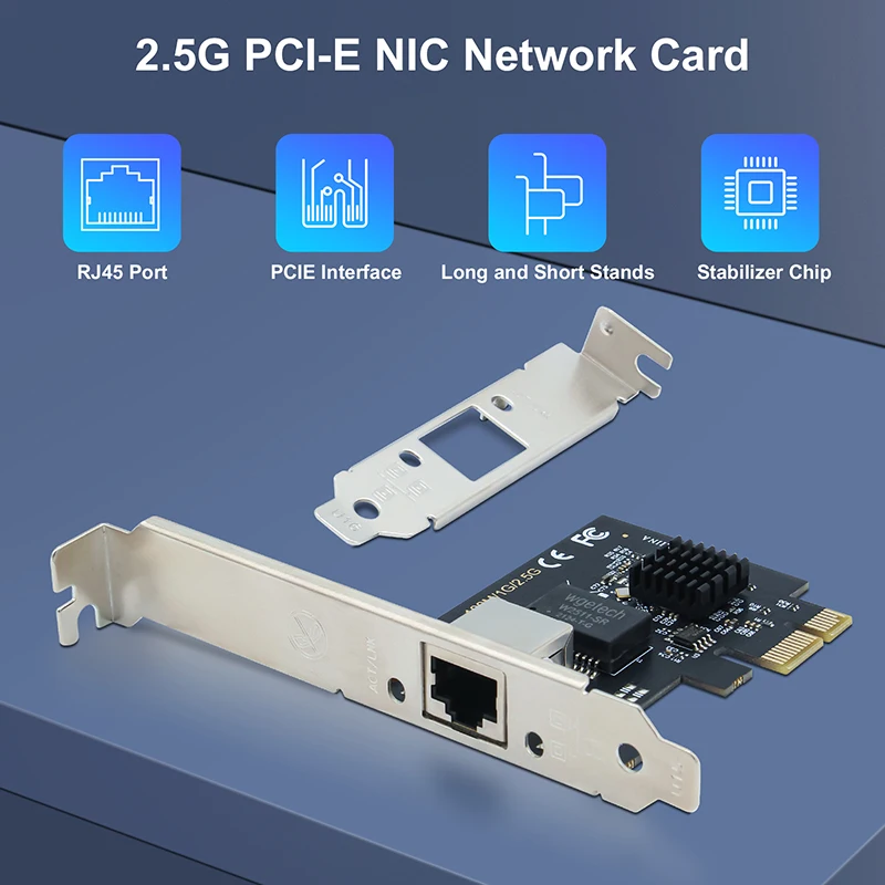 Goodtop PCI-E 네트워크 카드, PC용 2.5G PCI-E 네트워크 카드, RTL8125B 기가비트 LAN 이더넷 PCI Express RJ45 네트워크 카드, 2500Mbps, 1Gbps, 2.5G