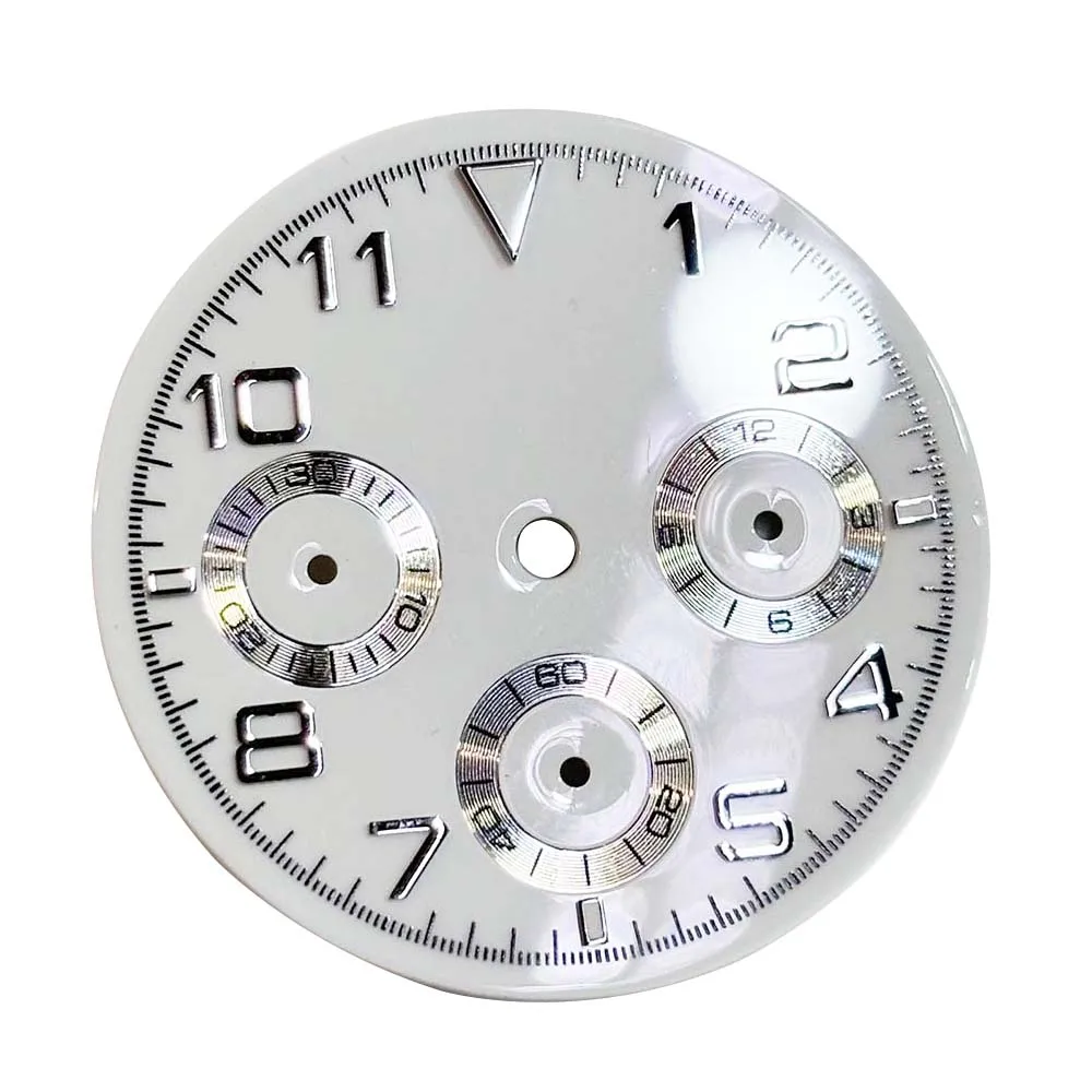 Watch Dial for VK63 29.5mm Green Luminous White Watch Face Replacement Quartz Movement