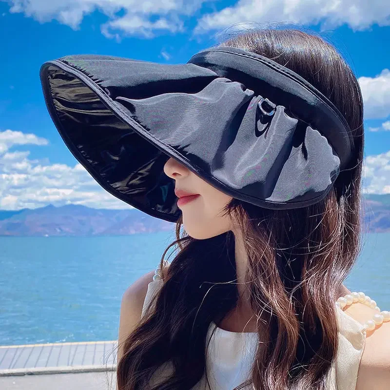 Fashion Women Beach Cap Sunscreen Bucket Hat Wide Brim Adjustable Summer Cap for Girls Travel