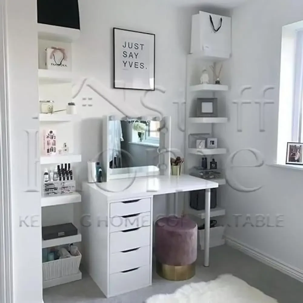 Vertical Wall Mount Shelf Unit Floating 7 Tier Storage Organizer Home Office Decor Engineered Wood Trapezium Shape Modern Design 4