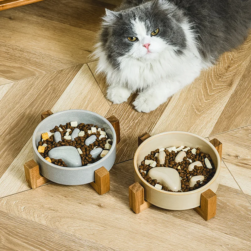 New Slow Food Bowl Ceramic Food Bowl for Dogs and Cats Slow Food Bowl Pet Supplies Anti Knock Anti Choke Feeder 2
