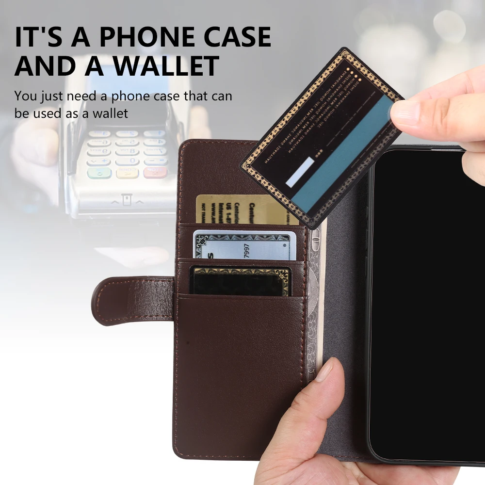 Luxury Genuine Leather Phone Case with Card Holder Wallet Function