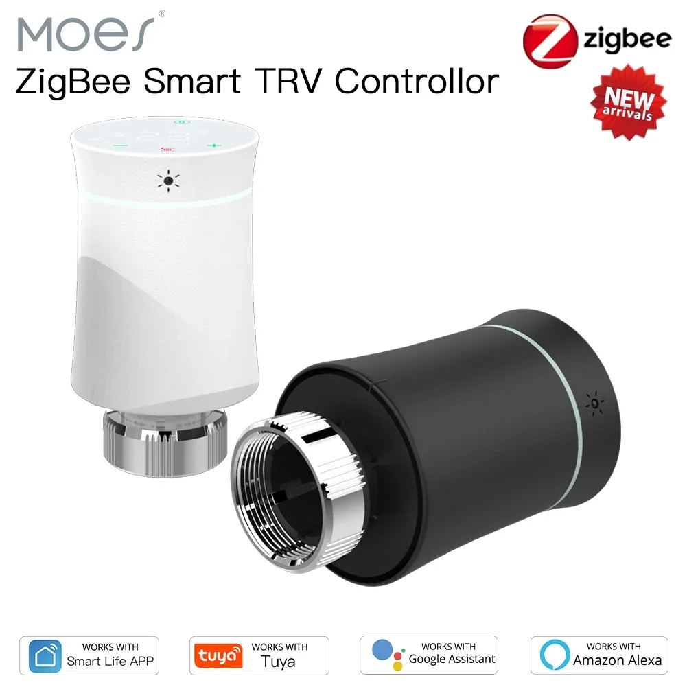 Moes-smart Termostato Programável Válvula Atuador Radiador Aquecedor de Temperatura Trv Alexa Controle de Voz Tuya Zigbee 3.0 Novo