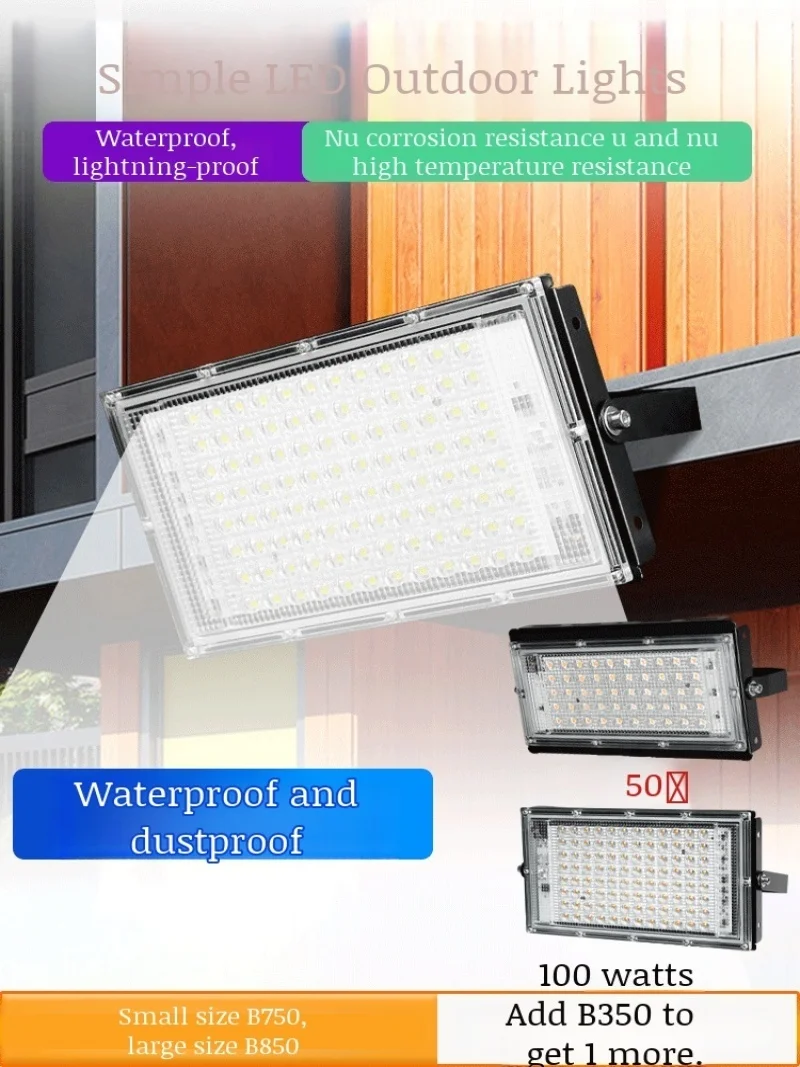 야외 LED 투광 조명, AC 220V, IP65 방수 스포트라이트, LED 반사판, 거리 벽 투광 조명