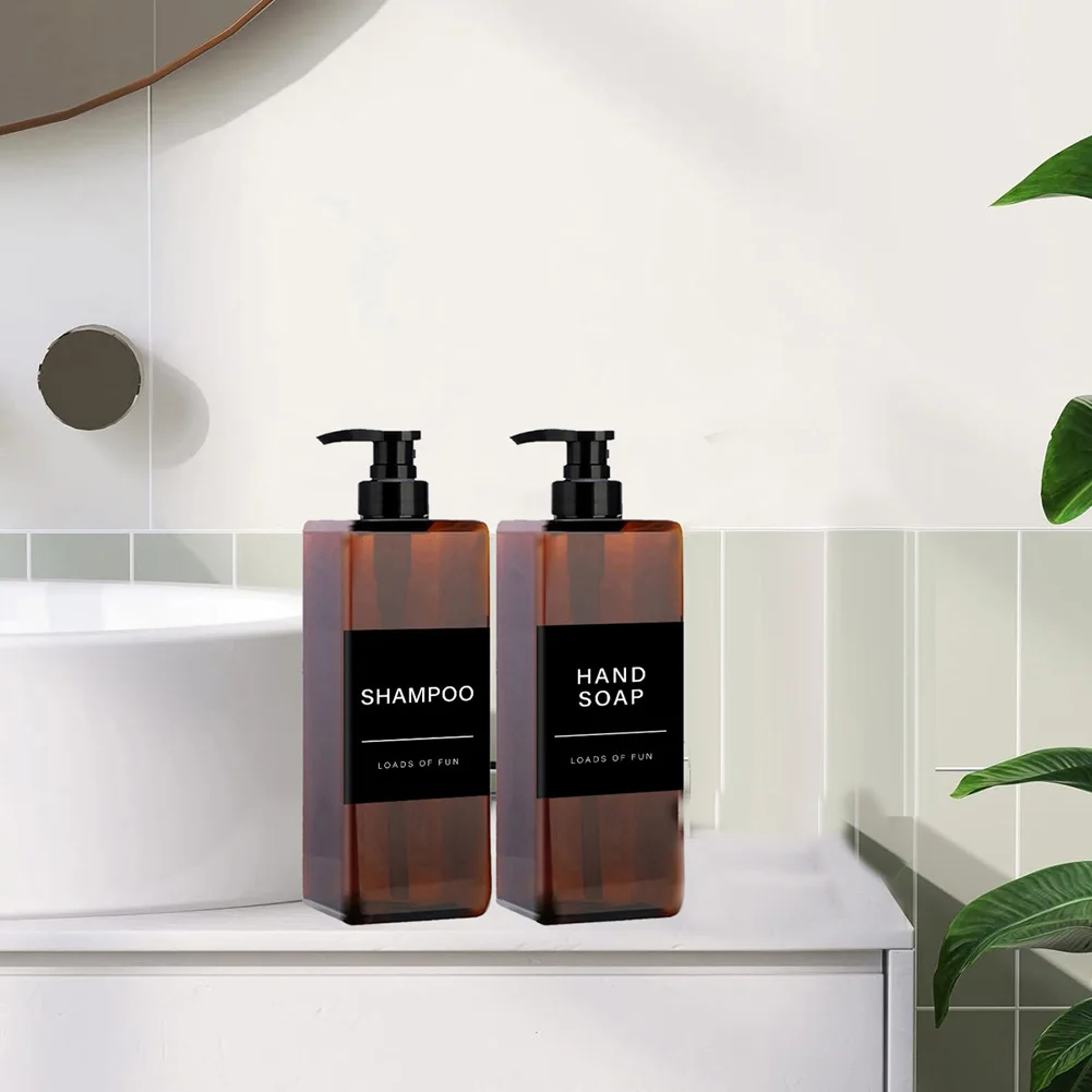500ML Dish Soap Shampoo Dispenser Kitchen Sink Pump Bathroom Hand Soap 2 Bottles +12 Labels Bathroom Lotion Container soap dispenser shampoo dispenser