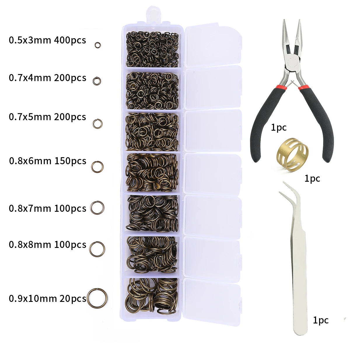Ein Satz Box 3, 4, 5, 6, 7, 8, 10 mm, 5 Farben, offene Biegeringe, Spaltringe, Verbindungsschlaufe für DIY-Schmuckherstellung – Detail 6