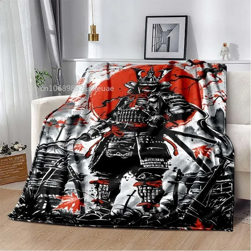 Japanese Samurai Blanket Japan Sunset Landscape Art Soft Flannel Blanket Bedspread Sofa Warming Cover 2
