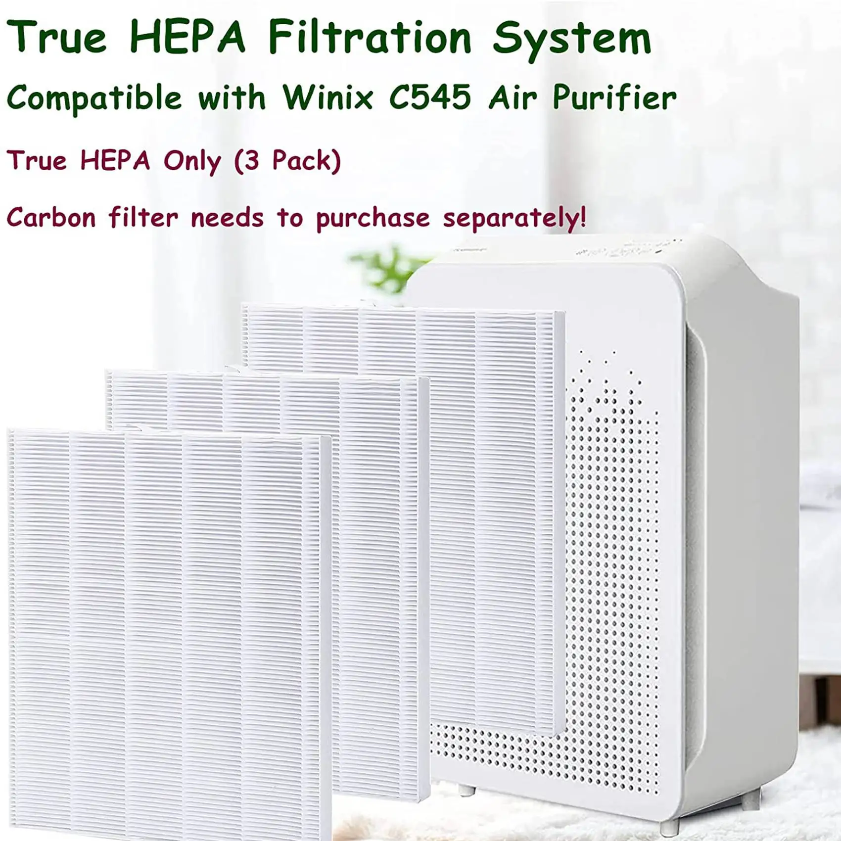 HEPA Replacement Filter S for C545 Air Purifier, Replaces S Filter 1712-0096-00, HEPA Filtrer Only