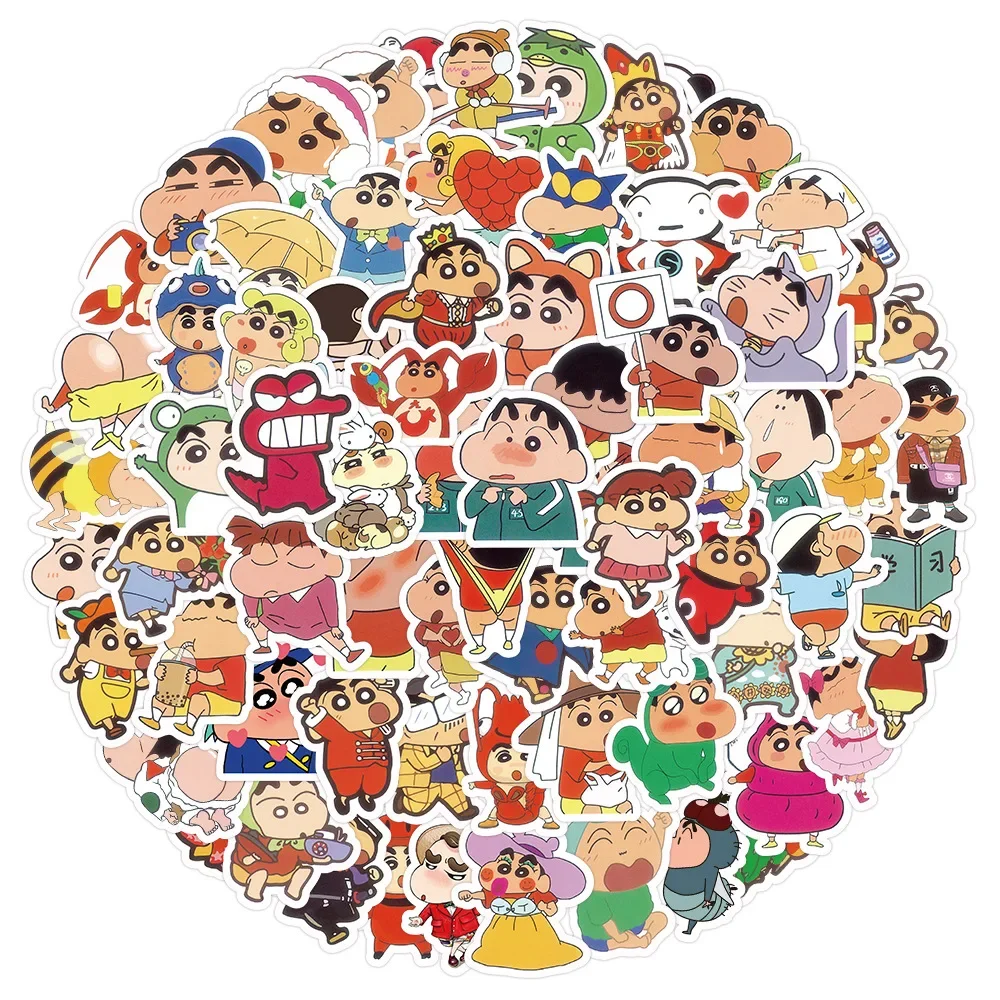 Фото 100 шт. аниме стикеры Crayon Shin-chan, Женская водонепроницаемая модель, милые наклейки, упаковка, кожа для ноутбука, детские игрушки №2
