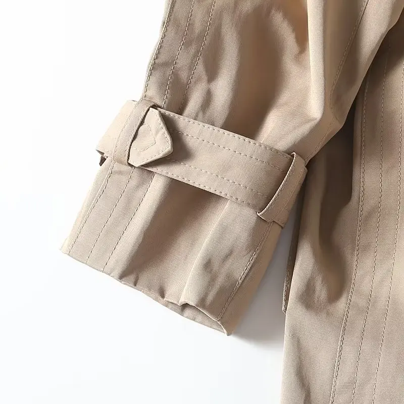 Withered British Fashion Trench Coat Khaki Color Long Jacket Retro Double-Breasted Loose Long Windbreaker Coat Women