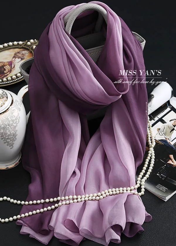 Fimtairah silk scarf gradient Women Foulard Femme female Hangzhou silk scarf shawl long spring autumn winter
