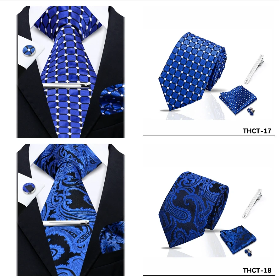 Fashion Ties for Men Gift Weave Necktie Set Handchief Cufflinks Tie Clip Luxury Brand Designer Business Wedding Suit Accessories