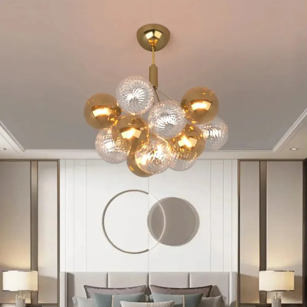 

Multicolor Glass Ball Chandeliers Lampara Colgante Techo Led Pendant Lights for Living Dining Room Bedroom Suspension Luminaire