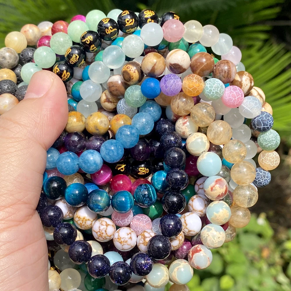 4/6/8/10mm Naturstein Perlen Achate Lava Türkis Jade Runde Lose Perlen für Schmuck Machen diy Armband Halskette Zubehör – Detail 6