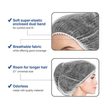 100 PCS Hair Caps 21 inch Disposable Non-woven Bouffant Hair Net Caps Elastic Head Cover Cap for Beauty Kitchen Food Salon Bath 2