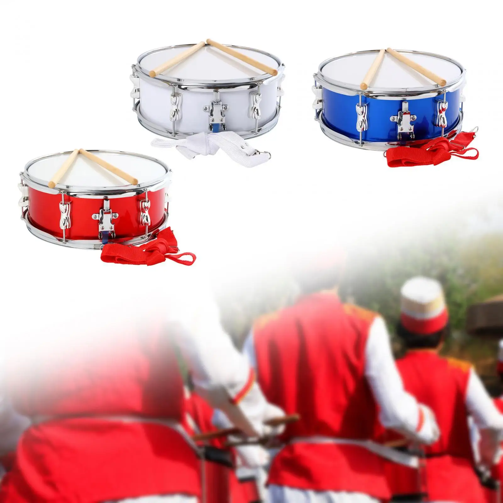 13" Snare Drum with Adjustable Strap, Portable Musical Instruments Percussion