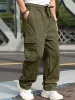 2024 Spring/Summer New Men's Fashion Casual Pants Solid Color Drawstring Multi Pocket Sports Running Straight Work Pants 5