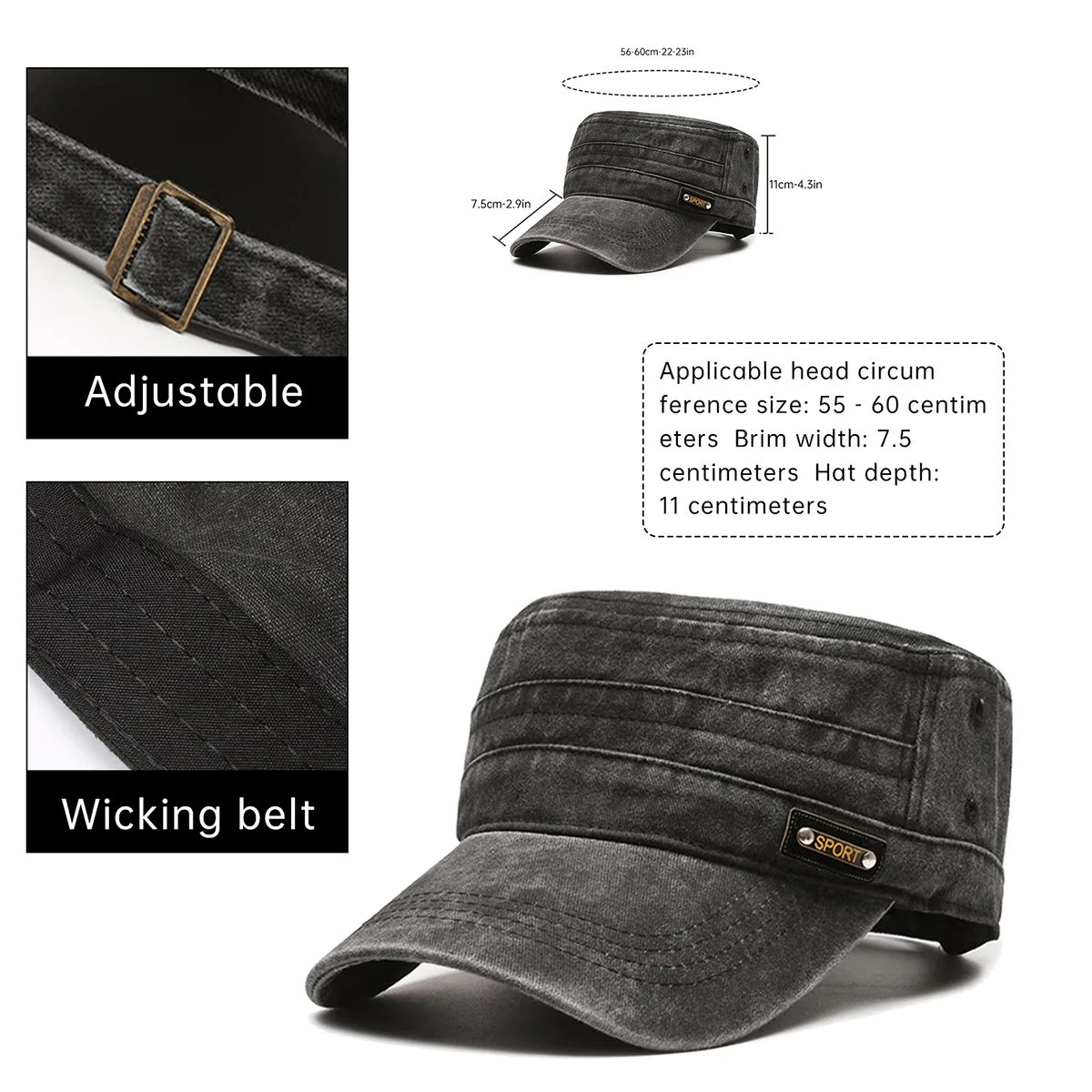Men's Spring and Autumn Short-Brim Flat-Top Baseball Cap Casual Versatile Summer Sun Protection All-Season New Fishing Camping Hiking Climbing Hat
