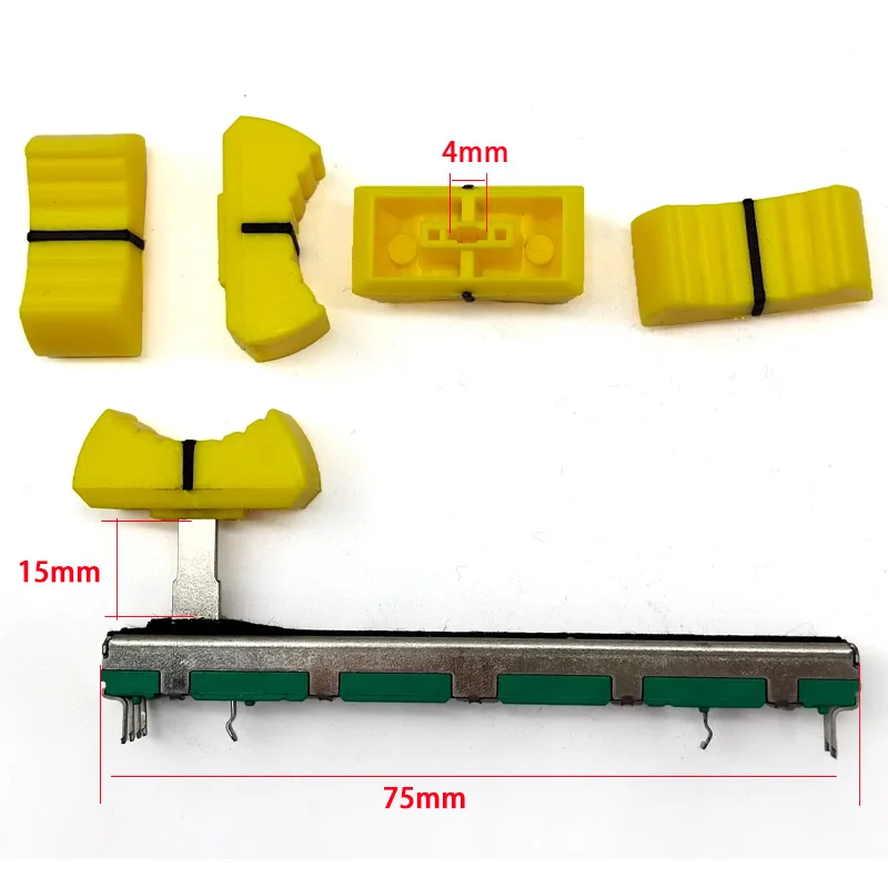 2Pcs Pioneer Potenziometro Scorrevole Push Rod B10K Pioneer Djm 400 500 600 Mixer Volume Push Rod Cappello Giallo