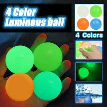 Luminous Wall Target Ball Sucker Sticky Decompression Toys Squeeze Ball For Kid Teen Adult Colorful TPR Toy Balls Color Random 1