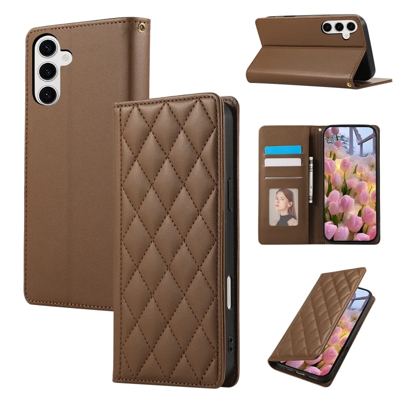 Elegant Magnetic Leather Wallet Phone Case - Premium Faux Leather Design with Card Slots and Secure Closure