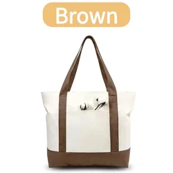 Versatile Canvas Tote Bag with External Pocket - Ideal for DIY Projects, Beach Outings, Weddings, and Daily Grocery Shopping (Brown)