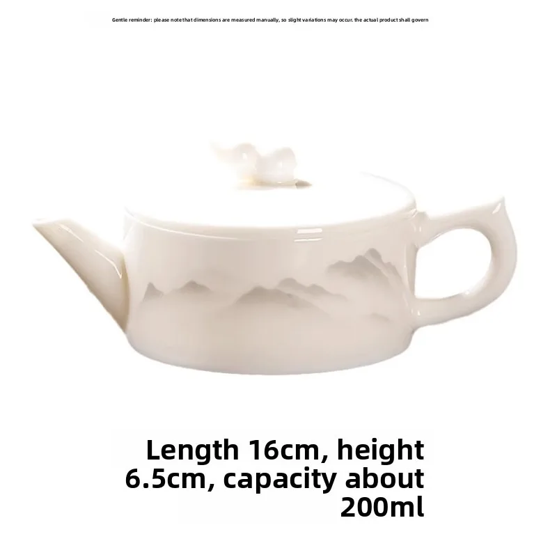 Suet jade white porcelain teapot ceramic large-capacity handmade single pot Hanwa large mouth pot Kung Fu tea set
