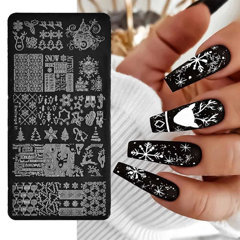 

Christmas Snow-flake Nail Art Stamping Plate "6*12cm" Snowflake/Deer Xmas Stamping For Nail Polish Image Printing Template Tools