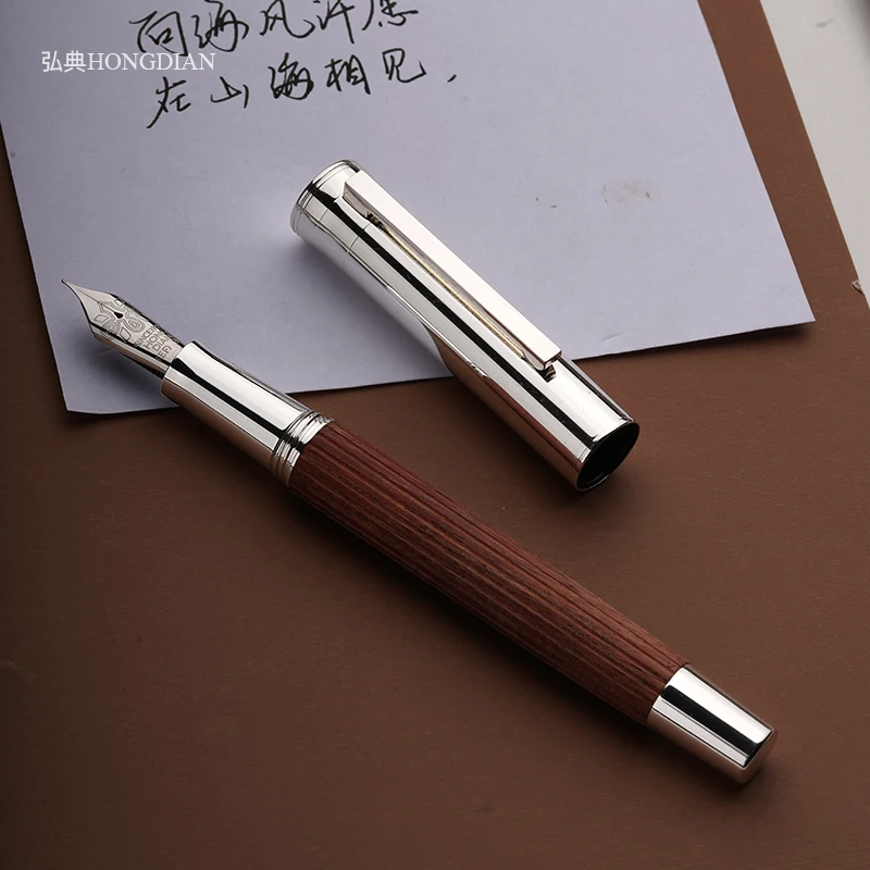 레트로 Hongdian 1866 블랙 우드 만년필, 부드러운 탄성 35  펜촉 필기 잉크 펜, 학교 사무용품 선물 펜, 신제품