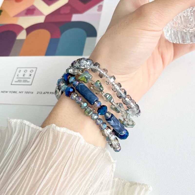 Butterfly Crystal Beading Strap for Apple Watch Band 38/42mm 40/44mm 41/45/49mm Bohemian Bracelet for Iwatch Series 9 8 7 Se 6 5