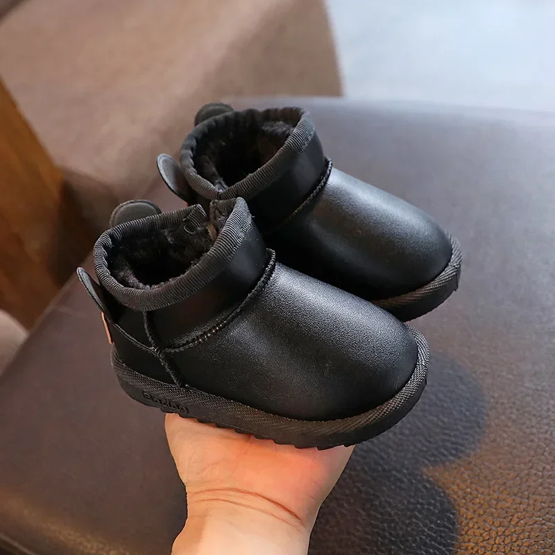 Cotton Snow Boots for Kids Black Beige Winter